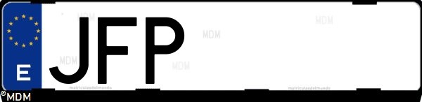 Matrícula española JFP, correspondiente al año 2015