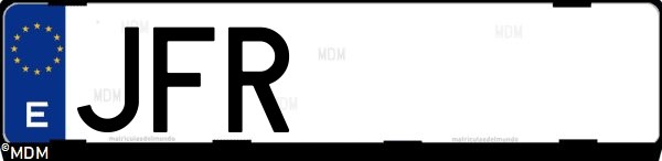 Matrícula española JFR, correspondiente al año 2015
