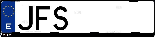 Matrícula española JFS, correspondiente al año 2015