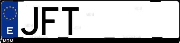 Matrícula española JFT, correspondiente al año 2015