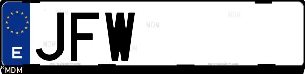 Matrícula española JFW, correspondiente al año 2015