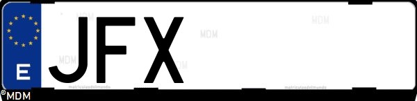 Matrícula española JFX, correspondiente al año 2015