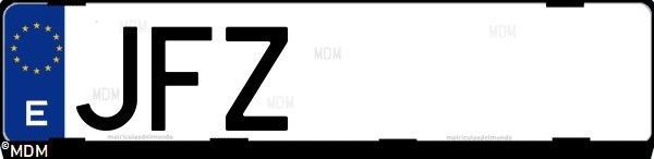 Matrícula española JFZ, correspondiente al año 2015