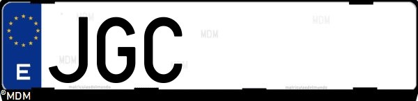 Matrícula española JGC, correspondiente al año 2015