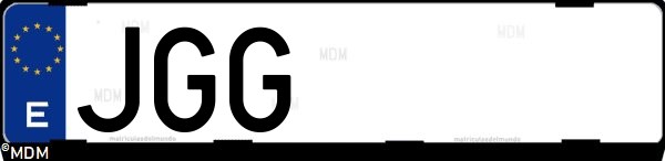 Matrícula española JGG, correspondiente al año 2015