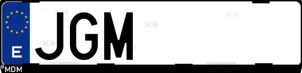 Matrícula española JGM, correspondiente al año 2015