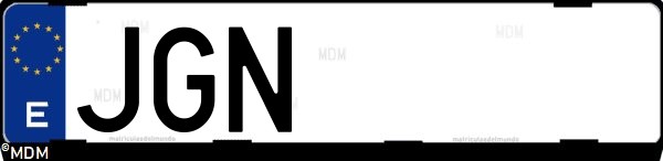 Matrícula española JGN, correspondiente al año 2015
