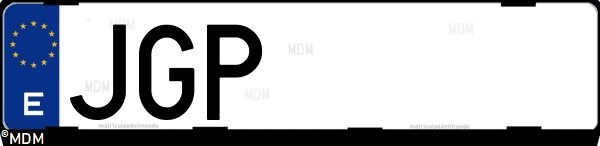 Matrícula española JGP, correspondiente al año 2015