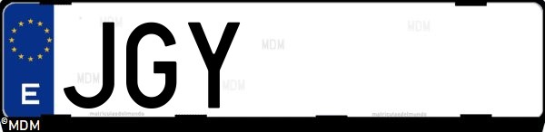 Matrícula española JGY, correspondiente al año 2015