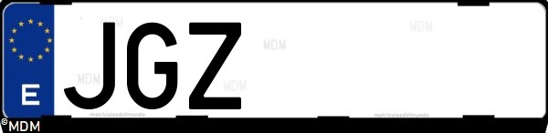 Matrícula española JGZ, correspondiente al año 2015