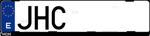 Matrícula española JHC, correspondiente al año 2015