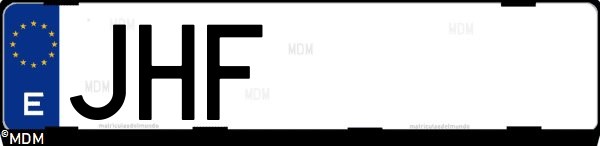 Matrícula española JHF, correspondiente al año 2015