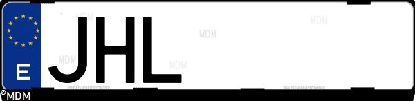 Matrícula española JHL, correspondiente al año 2015