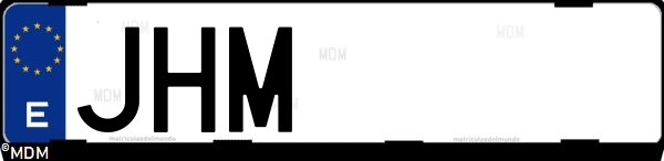 Matrícula española JHM, correspondiente al año 2015