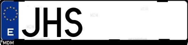 Matrícula española JHS, correspondiente al año 2015
