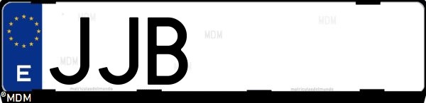 Matrícula española JJB, correspondiente al año 2015