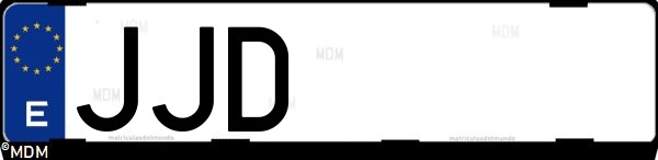 Matrícula española JJD, correspondiente al año 2015