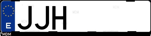 Matrícula española JJH, correspondiente al año 2015