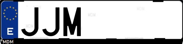 Matrícula española JJM, correspondiente al año 2015