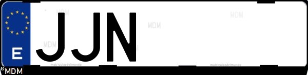 Matrícula española JJN, correspondiente al año 2015