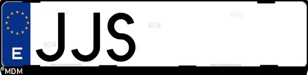 Matrícula española JJS, correspondiente al año 2015