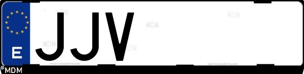 Matrícula española JJV, correspondiente al año 2015