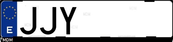 Matrícula española JJY, correspondiente al año 2015