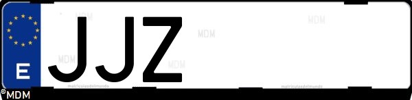 Matrícula española JJZ, correspondiente al año 2015