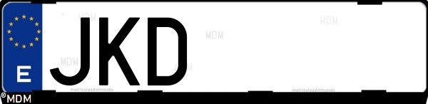 Matrícula española JKD, correspondiente al año 2015