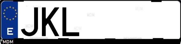Matrícula española JKL, correspondiente al año 2015