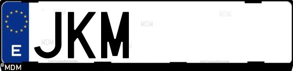 Matrícula española JKM, correspondiente al año 2015