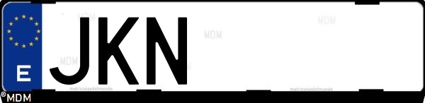Matrícula española JKN, correspondiente al año 2015