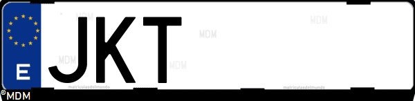 Matrícula española JKT, correspondiente al año 2015