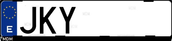 Matrícula española JKY, correspondiente al año 2015