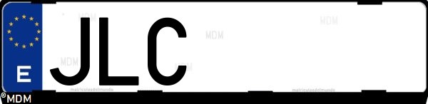 Matrícula española JLC, correspondiente al año 2016