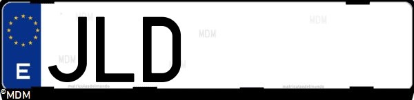 Matrícula española JLD, correspondiente al año 2016