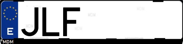 Matrícula española JLF, correspondiente al año 2016