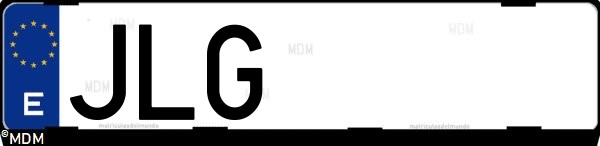 Matrícula española JLG, correspondiente al año 2016