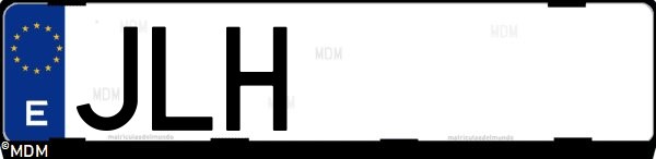 Matrícula española JLH, correspondiente al año 2016
