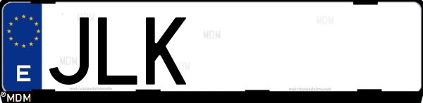 Matrícula española JLK, correspondiente al año 2016