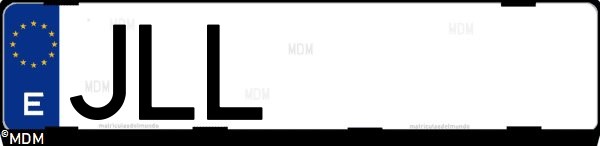 Matrícula española JLL, correspondiente al año 2016