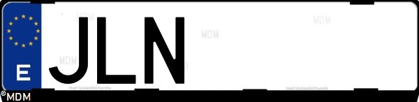Matrícula española JLN, correspondiente al año 2016
