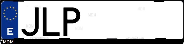 Matrícula española JLP, correspondiente al año 2016