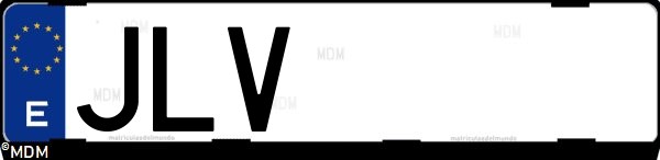 Matrícula española JLV, correspondiente al año 2016