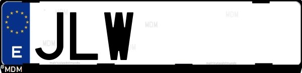 Matrícula española JLW, correspondiente al año 2016