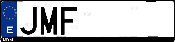 Matrícula española JMF, correspondiente al año 2016