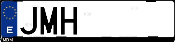 Matrícula española JMH, correspondiente al año 2016