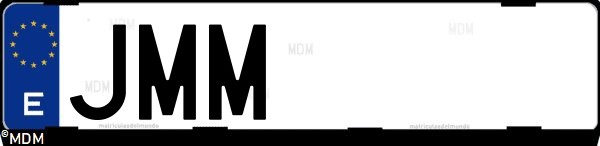 Matrícula española JMM, correspondiente al año 2016