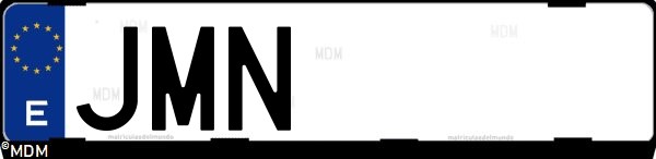 Matrícula española JMN, correspondiente al año 2016