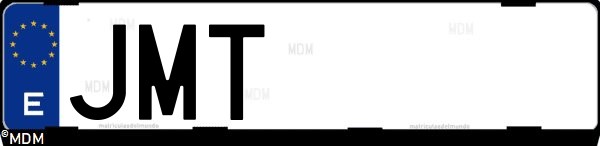 Matrícula española JMT, correspondiente al año 2016